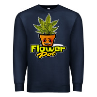 Navy flower pot funny weed Premium Sweatshirt - artisFamous