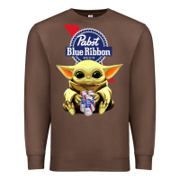 Chestnut Baby Yoda Hugs Pabst Blue Ribbon Beer Premium Sweatshirt - artisFamous
