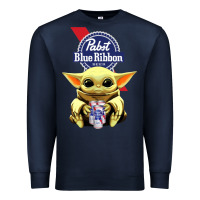Navy Baby Yoda Hugs Pabst Blue Ribbon Beer Premium Sweatshirt - artisFamous