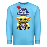 Baby Yoda Hugs Pabst Blue Ribbon Beer Premium Sweatshirt | Teevron