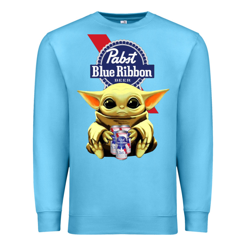 Baby Yoda Hugs Pabst Blue Ribbon Beer Premium Sweatshirt by artisFamous | Teevron