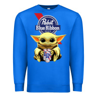 True Royal Baby Yoda Hugs Pabst Blue Ribbon Beer Premium Sweatshirt - artisFamous