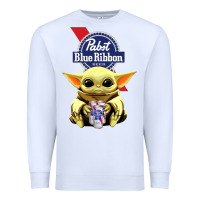 White Baby Yoda Hugs Pabst Blue Ribbon Beer Premium Sweatshirt - artisFamous