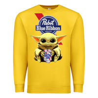Lemon Baby Yoda Hugs Pabst Blue Ribbon Beer Premium Sweatshirt - artisFamous