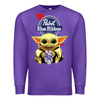 Purple Baby Yoda Hugs Pabst Blue Ribbon Beer Premium Sweatshirt - artisFamous