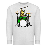 Oatmeal Heather drummer cat music lover musician playing the drums Premium Sweatshirt - artisFamous