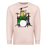 Pale Pink drummer cat music lover musician playing the drums Premium Sweatshirt - artisFamous
