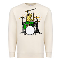 Sandshell drummer cat music lover musician playing the drums Premium Sweatshirt - artisFamous