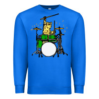 True Royal drummer cat music lover musician playing the drums Premium Sweatshirt - artisFamous
