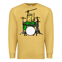 Antique Gold drummer cat music lover musician playing the drums Premium Sweatshirt - artisFamous