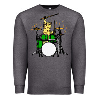 Charcoal Heather drummer cat music lover musician playing the drums Premium Sweatshirt - artisFamous