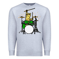 Heather Grey drummer cat music lover musician playing the drums Premium Sweatshirt - artisFamous