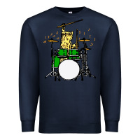 Navy drummer cat music lover musician playing the drums Premium Sweatshirt - artisFamous