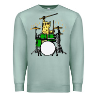 Seafoam drummer cat music lover musician playing the drums Premium Sweatshirt - artisFamous