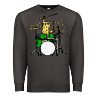 Smoke drummer cat music lover musician playing the drums Premium Sweatshirt - artisFamous