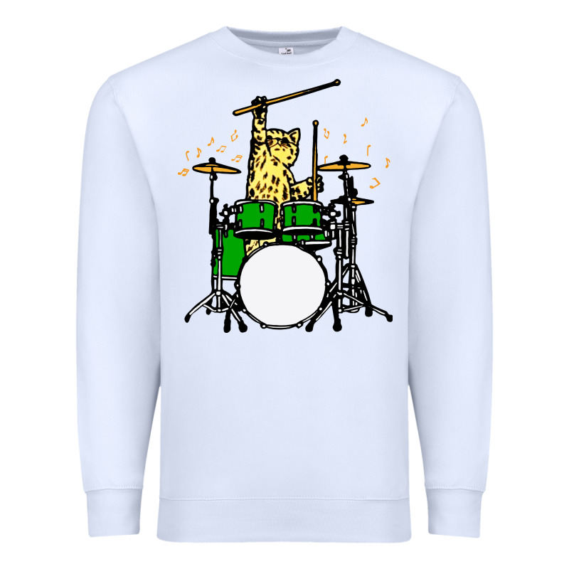 Drummer Cat Music Lover Musician Playing The Drums Premium Sweatshirt by artisFamous | Teevron
