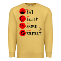 Antique Gold eat sleep anime repeat japanese Premium Sweatshirt - artisFamous