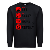 Black eat sleep anime repeat japanese Premium Sweatshirt - artisFamous