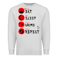Dove Grey eat sleep anime repeat japanese Premium Sweatshirt - artisFamous