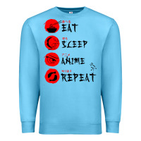 Ocean Blue eat sleep anime repeat japanese Premium Sweatshirt - artisFamous