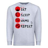 Heather Grey eat sleep anime repeat japanese Premium Sweatshirt - artisFamous
