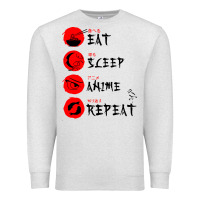 Oatmeal Heather eat sleep anime repeat japanese Premium Sweatshirt - artisFamous
