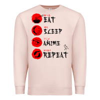 Pale Pink eat sleep anime repeat japanese Premium Sweatshirt - artisFamous