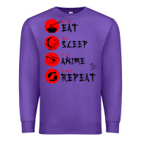 Purple eat sleep anime repeat japanese Premium Sweatshirt - artisFamous