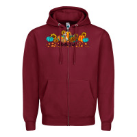 Burgundy hello fall pumpkin sunflower Zipper Hoodie - JahusDesignShop