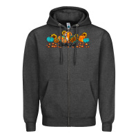 Charcoal Heather hello fall pumpkin sunflower Zipper Hoodie - JahusDesignShop