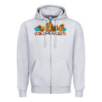 Heather Grey hello fall pumpkin sunflower Zipper Hoodie - JahusDesignShop