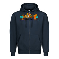 Navy hello fall pumpkin sunflower Zipper Hoodie - JahusDesignShop