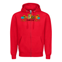 Red hello fall pumpkin sunflower Zipper Hoodie - JahusDesignShop