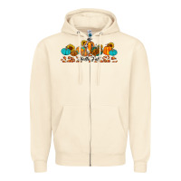 Sandshell hello fall pumpkin sunflower Zipper Hoodie - JahusDesignShop