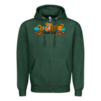 Sports Green hello fall pumpkin sunflower Zipper Hoodie - JahusDesignShop