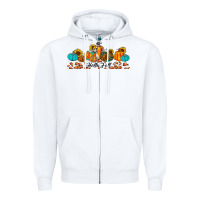 White hello fall pumpkin sunflower Zipper Hoodie - JahusDesignShop