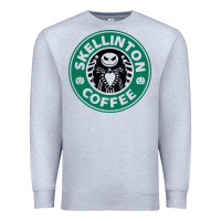 Heather Grey skeleton coffee halloween Premium Sweatshirt - artisFamous