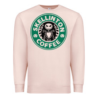 Pale Pink skeleton coffee halloween Premium Sweatshirt - artisFamous