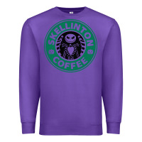 Purple skeleton coffee halloween Premium Sweatshirt - artisFamous