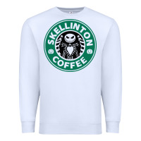 White skeleton coffee halloween Premium Sweatshirt - artisFamous