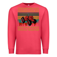 Cardinal never underestimate an old man with a tractor retro vintage Premium Sweatshirt - artisFamous