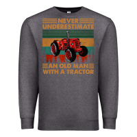 Charcoal Heather never underestimate an old man with a tractor retro vintage Premium Sweatshirt - artisFamous