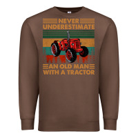 Chestnut never underestimate an old man with a tractor retro vintage Premium Sweatshirt - artisFamous