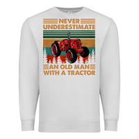 Dove Grey never underestimate an old man with a tractor retro vintage Premium Sweatshirt - artisFamous