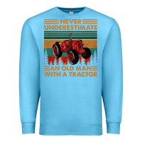 Ocean Blue never underestimate an old man with a tractor retro vintage Premium Sweatshirt - artisFamous