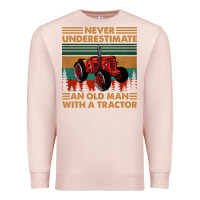 Pale Pink never underestimate an old man with a tractor retro vintage Premium Sweatshirt - artisFamous