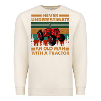 Sandshell never underestimate an old man with a tractor retro vintage Premium Sweatshirt - artisFamous