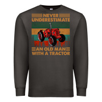 Smoke never underestimate an old man with a tractor retro vintage Premium Sweatshirt - artisFamous