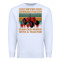 White never underestimate an old man with a tractor retro vintage Premium Sweatshirt - artisFamous