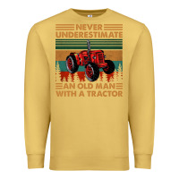 Antique Gold never underestimate an old man with a tractor retro vintage Premium Sweatshirt - artisFamous
